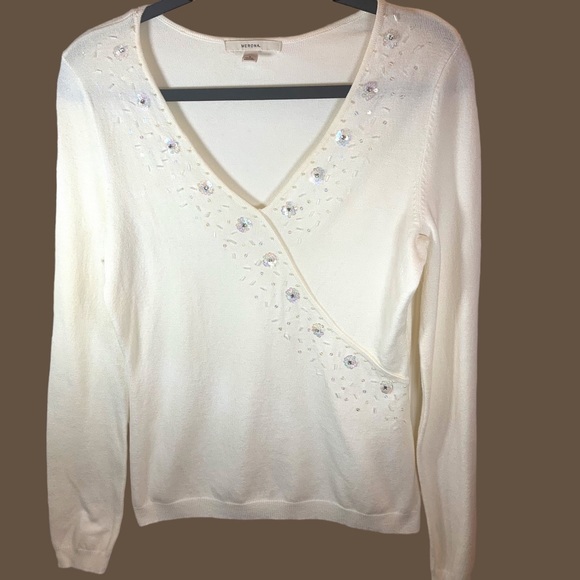 Merona NWT Sequined Pearl Sweater Size Small - Picture 1 of 7
